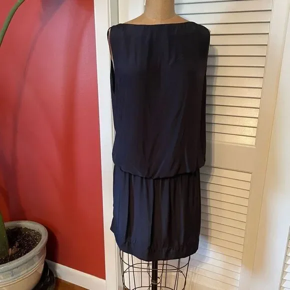 NILI LOTAN | navy blue silk backless dress M - Picture 4 of 13